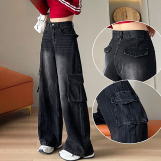 Beautifed  กางเกงยีนส์สีดำเอวสูง รุ่นมาใหม่ ดูสูงดูผอม#V112