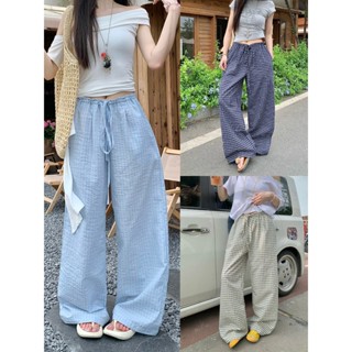 กางกงทรงกระบอก กางเกงใส่ทำงาน ลายสก๊อต ลายพิเศษ มีเชือกที่เอ…