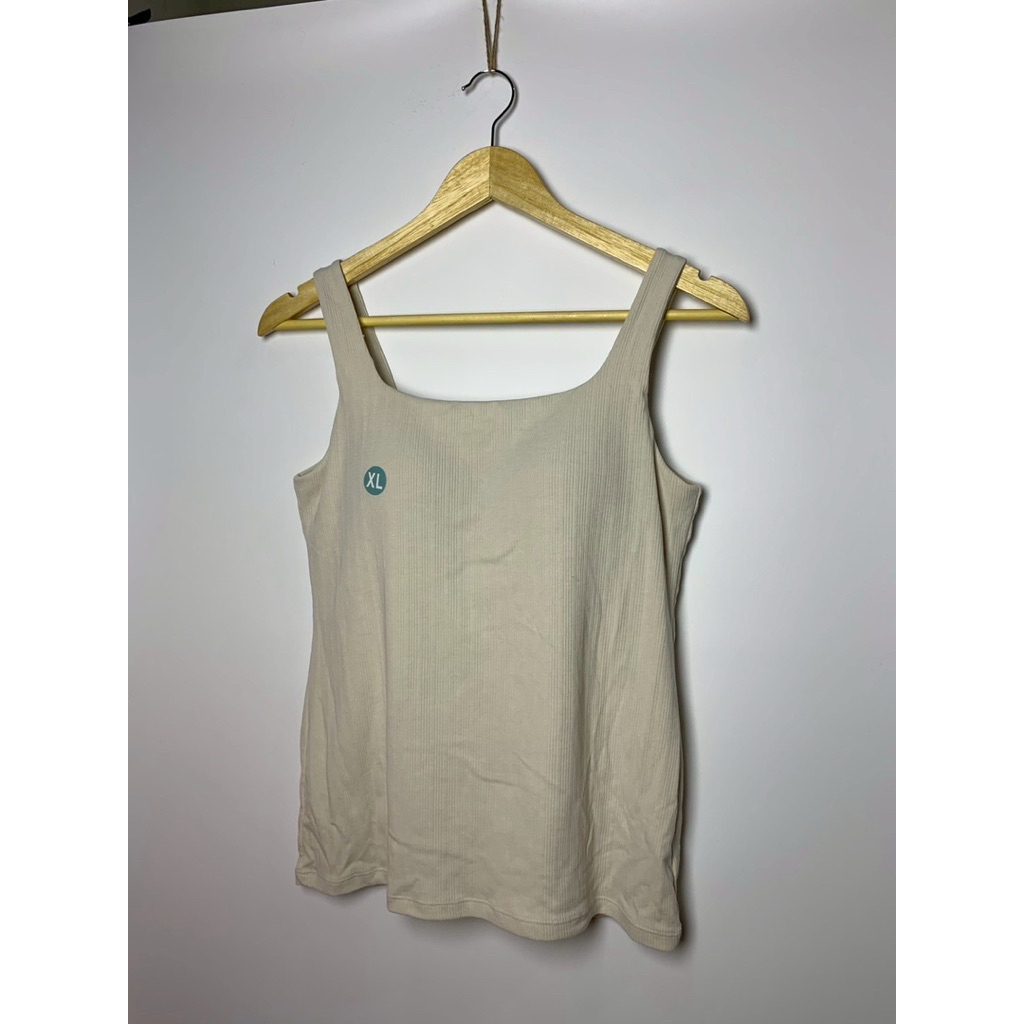 กล้ามผ้าร่องคอเหลี่ยมเล็กสีครีม GU Bratop ไซส์ XL