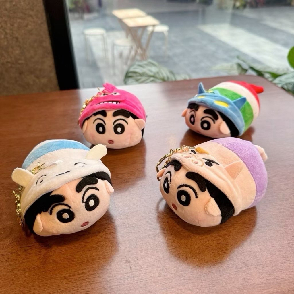 พวงกุญแจตุ๊กตาชินจังน่ารัก หางหมุนได้ สําหรับห้อยกระเป๋า (พวงกุญแจสีทอง)