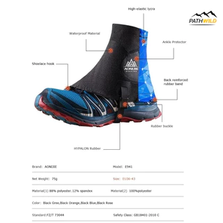 Aonijie E941/E4421 Trail Gaiters เกเตอร์ สำหรับใส่วิ่งเทรล สะท้อนแสง กัน UV ระบายอากาศดี แห้งเร็ว น้ำหนักเบา