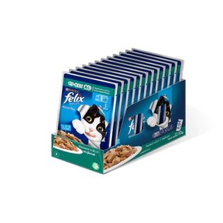 [PETClub] Felix® อาหารเปียกแมว !! ยกกล่อง !! 85g.x12ซอง 14 รสชาติ (เฉพาะสูตรเกรวี่ ปริมาณ 70g.x12 ซอง)