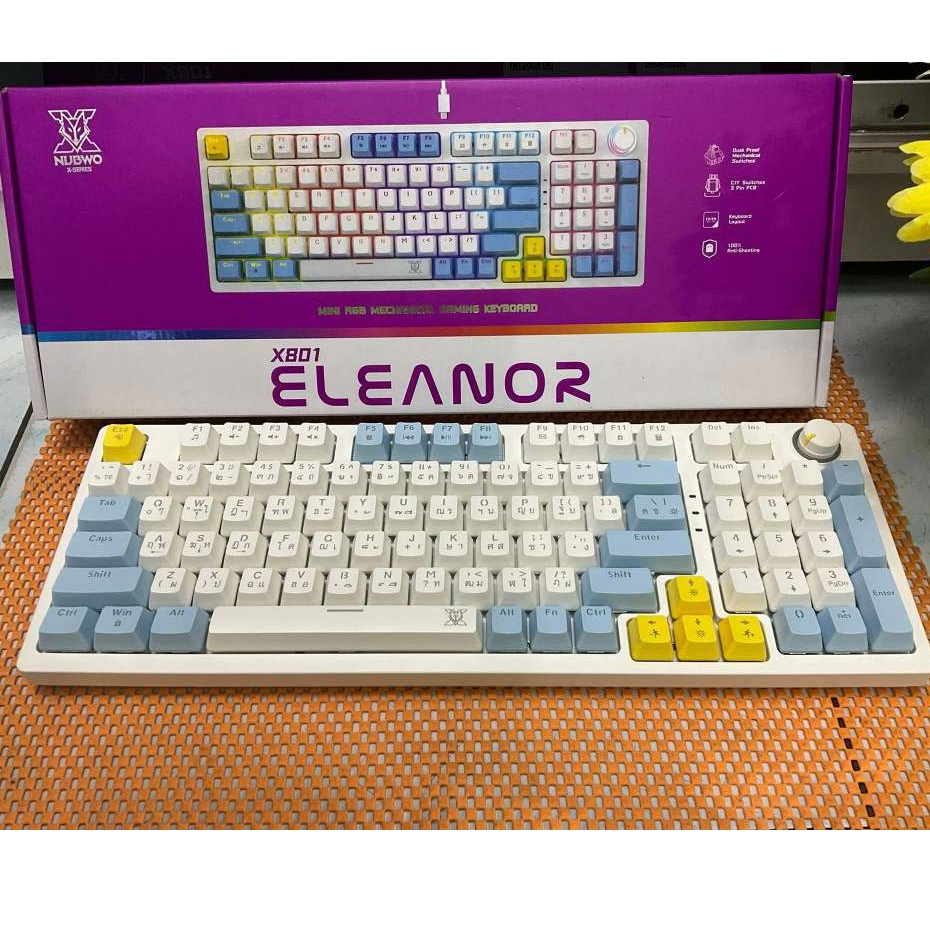 คีย์บอร์ดเกมมิ่ง NUBWO X801 Mechanical MINI RGB CIY มี Knob ใช้สำหรับ ปรับวอลลุ่มเสียง และไฟได้