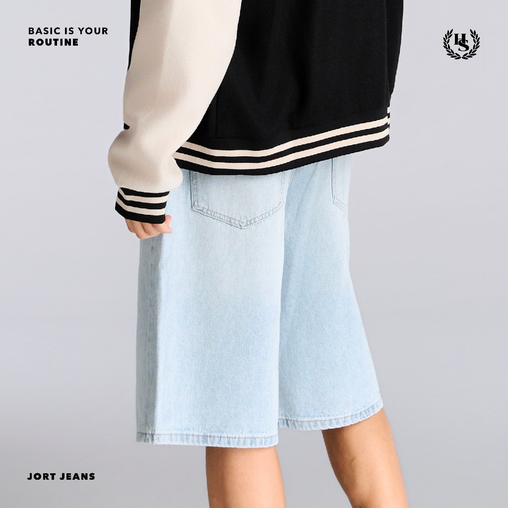 Highschool Basic Collection : Routine Baggy Jorts กางเกงยีนส์ขาสั้นไฮสคูลสีเฟด - BTB35098