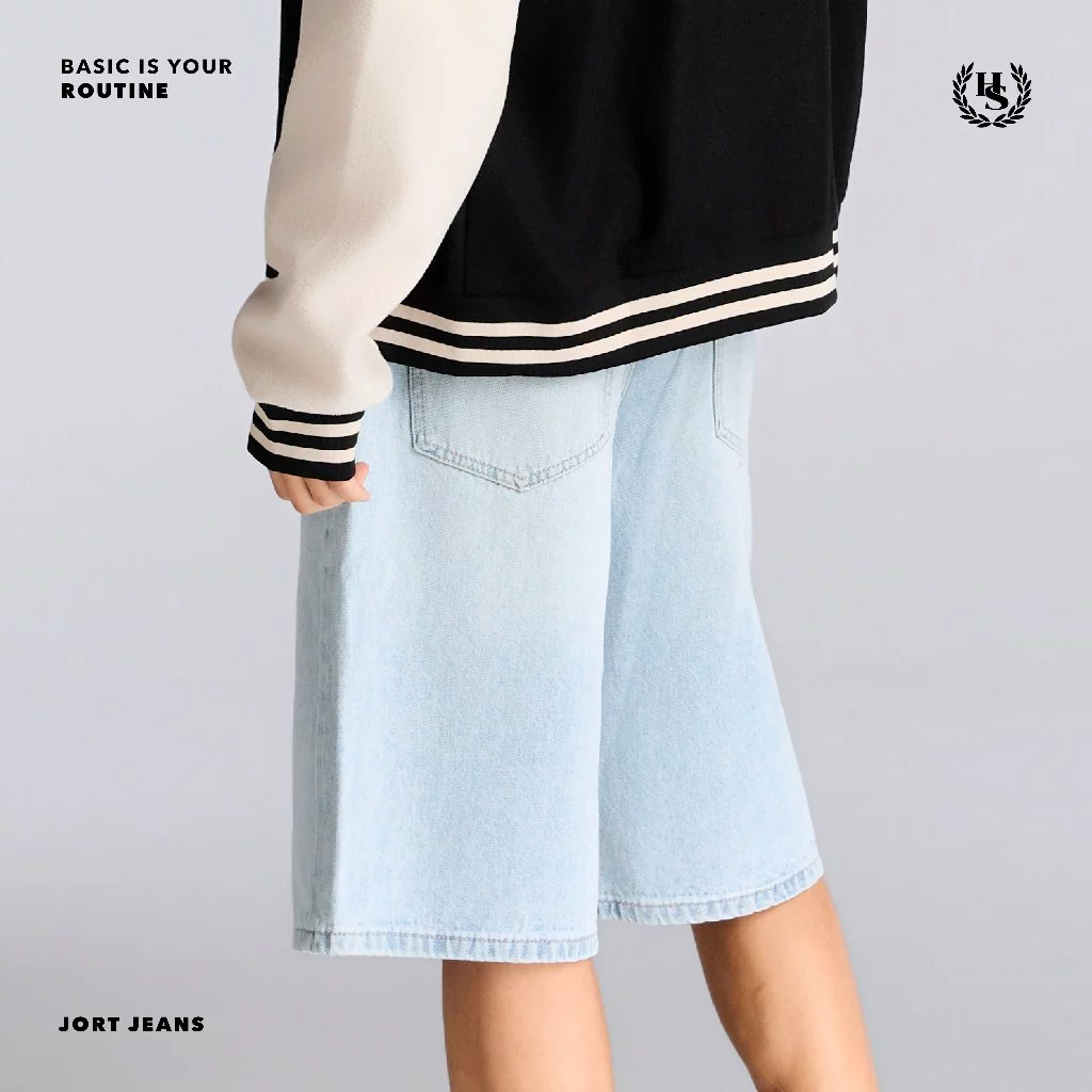 Highschool Basic Collection : Routine Baggy Jorts กางเกงยีนส์ขาสั้นไฮสคูลสีเฟด - BTB35098