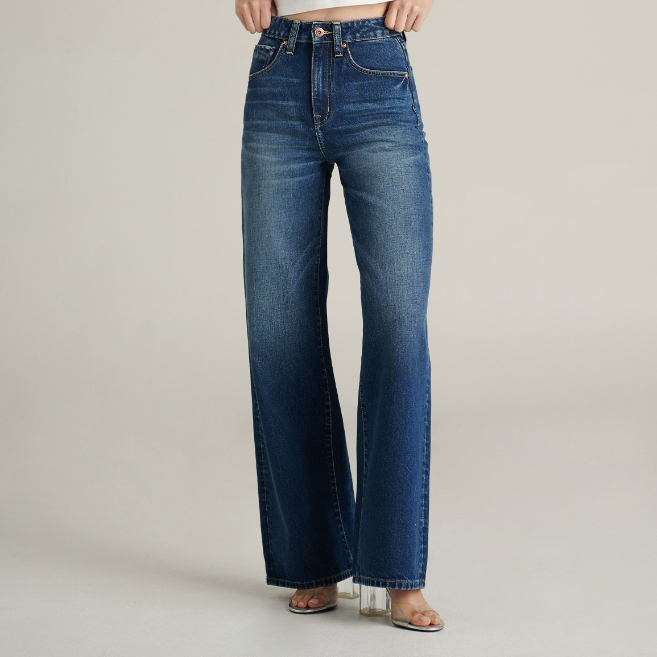 Mc JEANS กางเกงยีนส์ผู้หญิง ทรงกระบอกขากว้าง (Straight Wide) สียีนส์ฟอกกลาง MFWZ236 เนื้อผ้ายีนส์12.