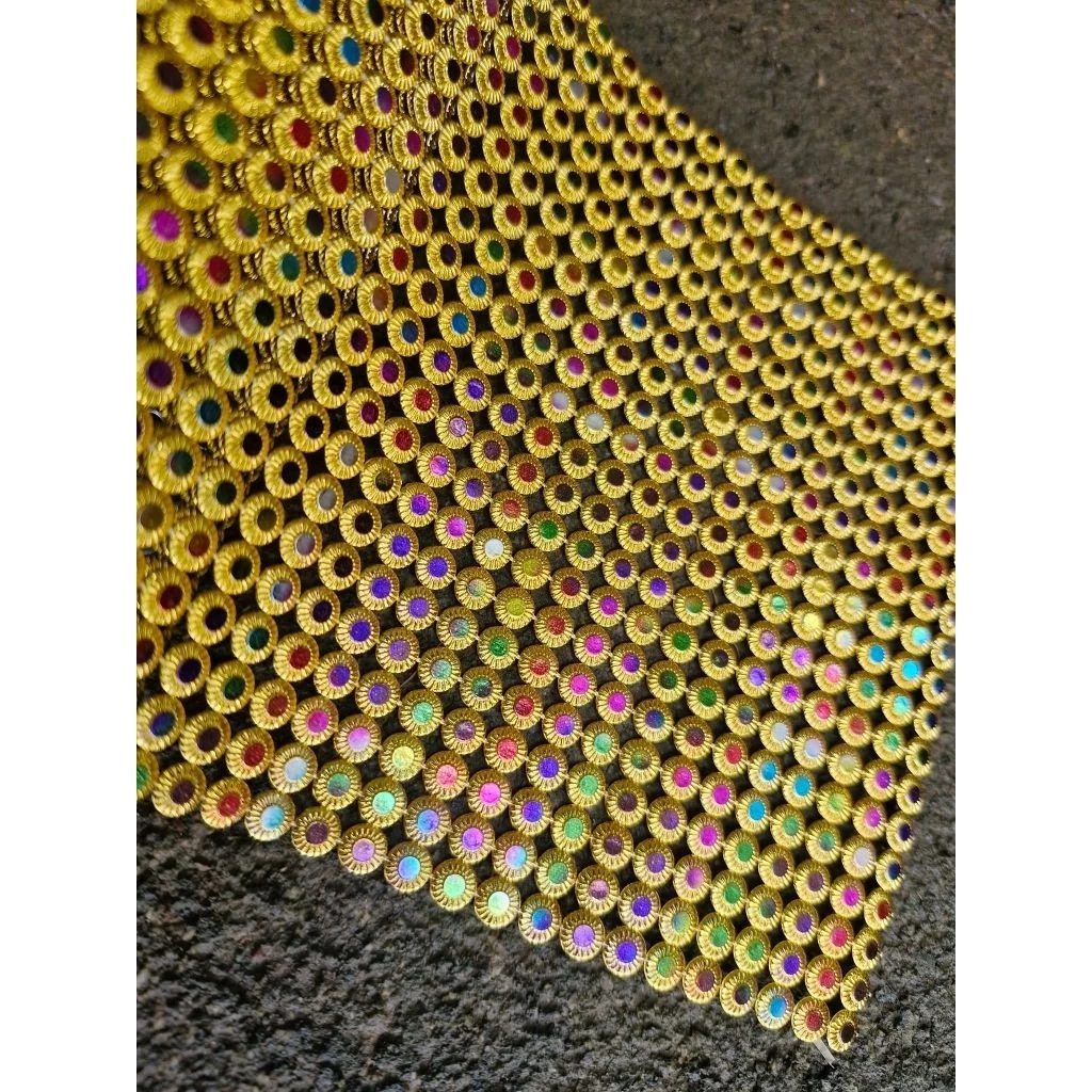 สังวาลย์พลอยรุ้งกลมจิ่วสีทองขนาด 5มิล ยาว  90cm (1หลา)  2700 เม็ด ตกแต่งเหรียญโปรยทาน  ง thumbnail 9
