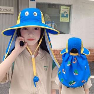 094# หมวกเด็กปีกกว้างกันแดดได้ดีมีตาข่ายใส่สบายมีผ้าปิดด้านห…