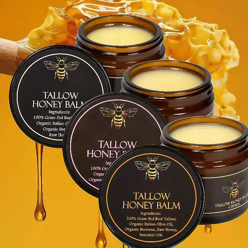 Organic Grass-Fed Beef Tallow Raw Honey Balm - Body Facial Moisturizing Cream Body Skincare Tools