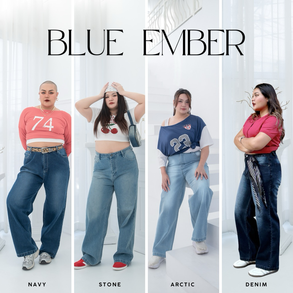 กางเกงยีนส์สาวอวบเอวสูง รุ่น  Blue ember พร้อมส่ง