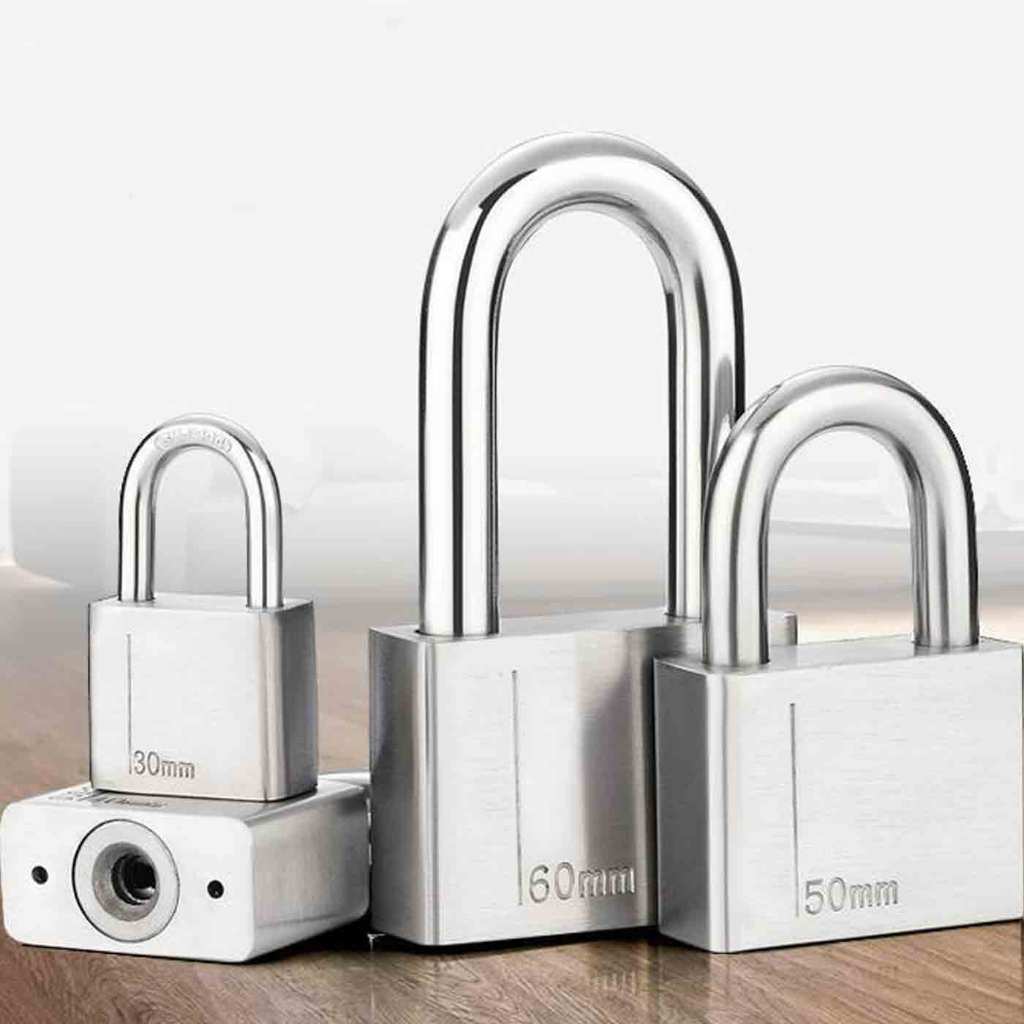 กุญแจเงิน ตัวล็อคประตู ตัวล็อคถังน้ำแข็ง 30/40/50/60 มม. ทนทาน ล็อคการรักษาความปลอดภัย 2แบบ คอสั้น/คอยาว - รูปที่ 5