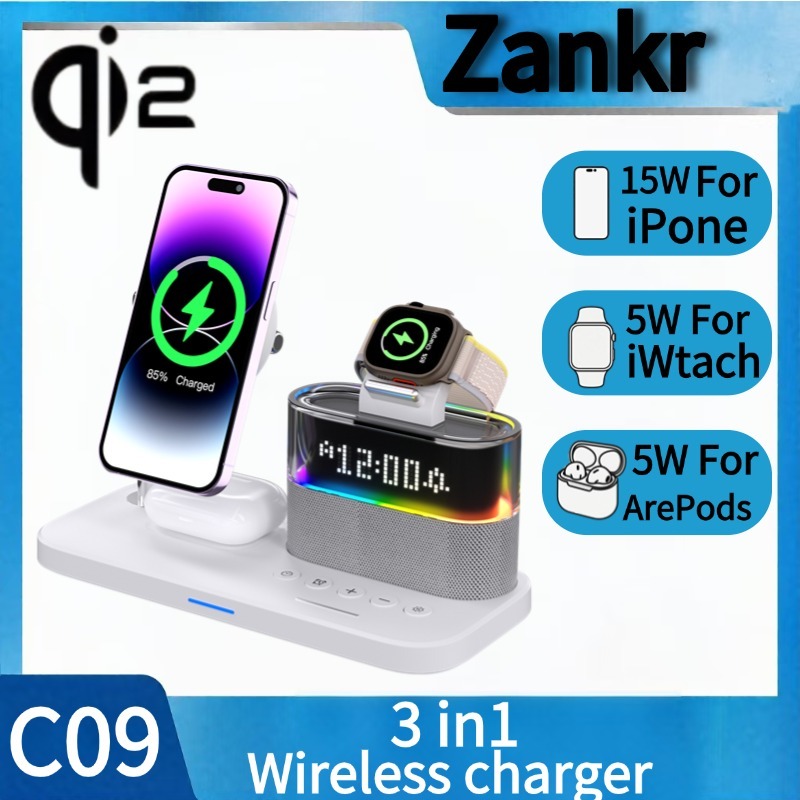 【COD】QI2 3 in 1 wireless charger แท่นชาร์จไร้สาย สำหรับโทรศัพท์ นาฬิกา หูฟัง magnetic charger