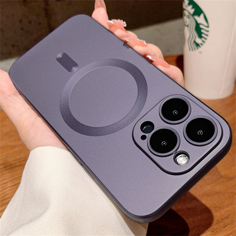 เคสไอโฟน ชาร์จแบบไร้สาย สีเมทัลลิค เคสสีพื้น for iPhone 16 15 14 13 12 11 pro max