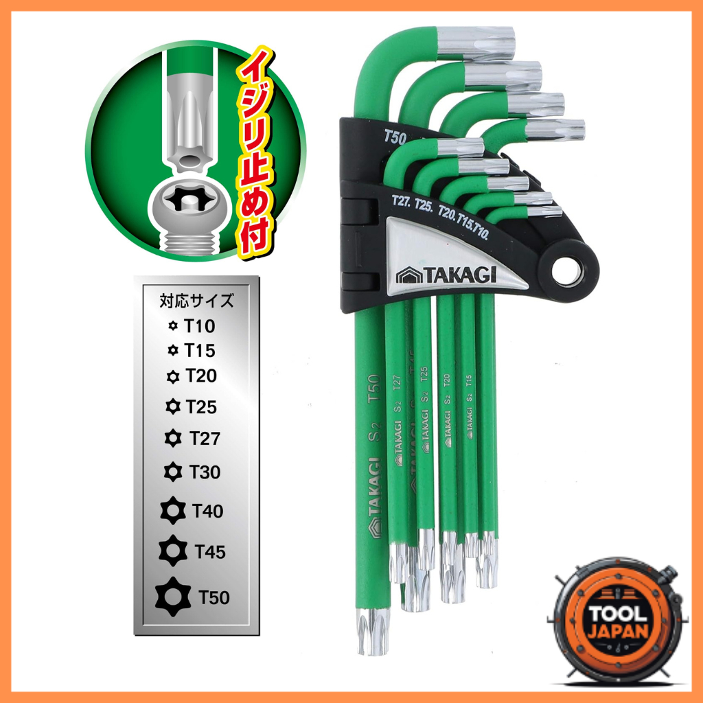 Takagi(ทาคากิ) HANDIWORK Color Coating Hex Lobe Green 9-Piece Set No. 102