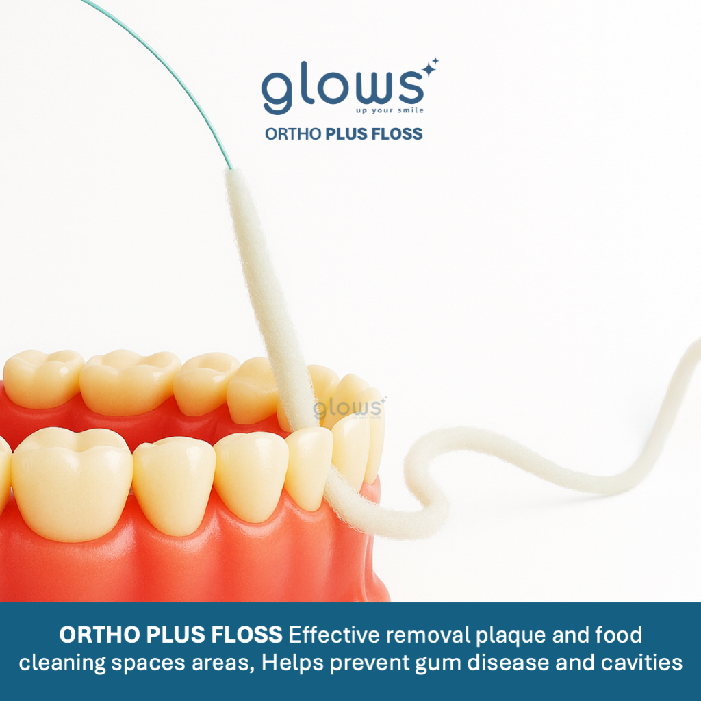 ใหม่ !!! GLOWS ORTHO PLUS FLOSS ไหมขัดฟันสำหรับคนจัดฟัน รากเทียม expanding floss 50 ชิ้น รูปที่ 3