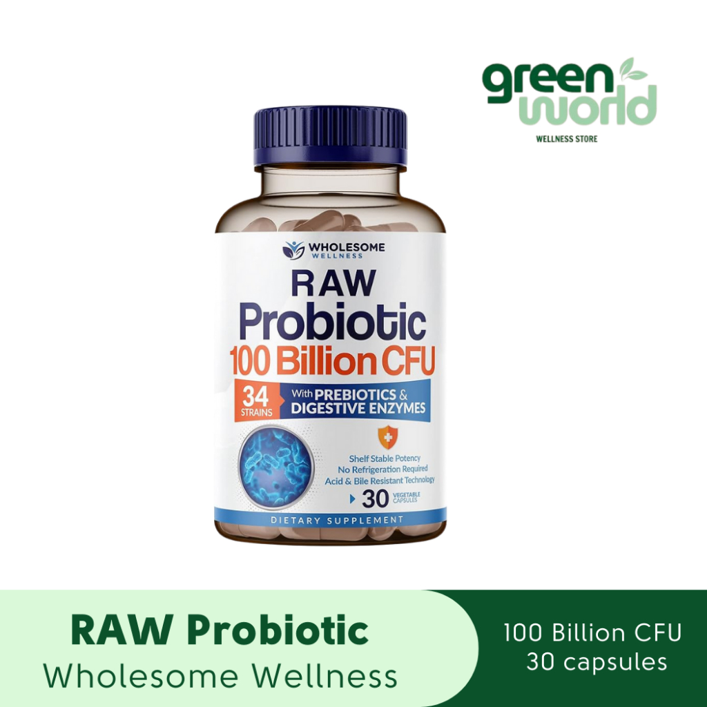 RAW Probiotic - Wholesome Wellnes (100 Billion CFU - 30 capsules) โพรไบโอติกส์