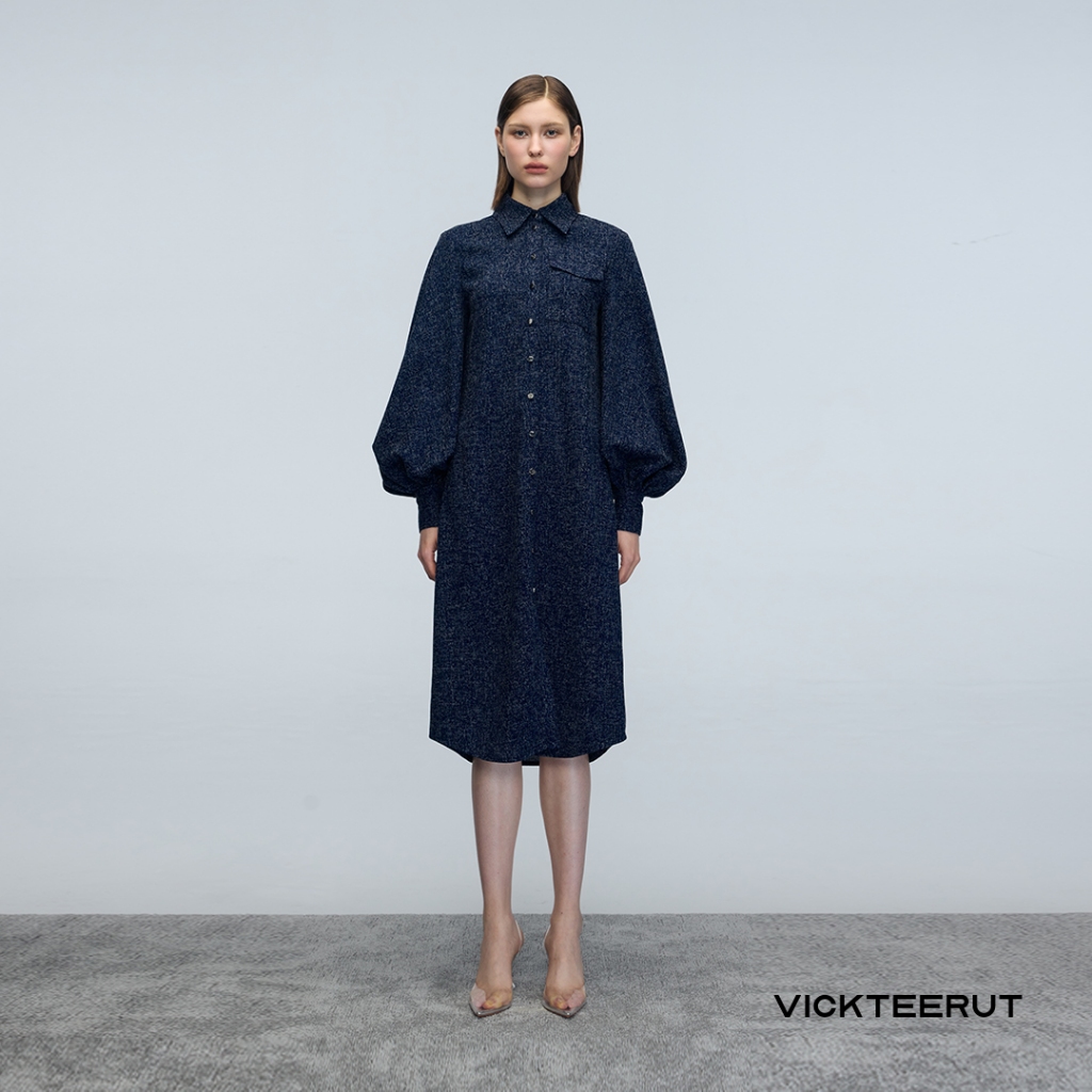 VICKTEERUT Re-Edition Voluminous Sleeve Shirt Dress เดรสปกเชิ้ต เชิ้ตเดรส แขนพอง