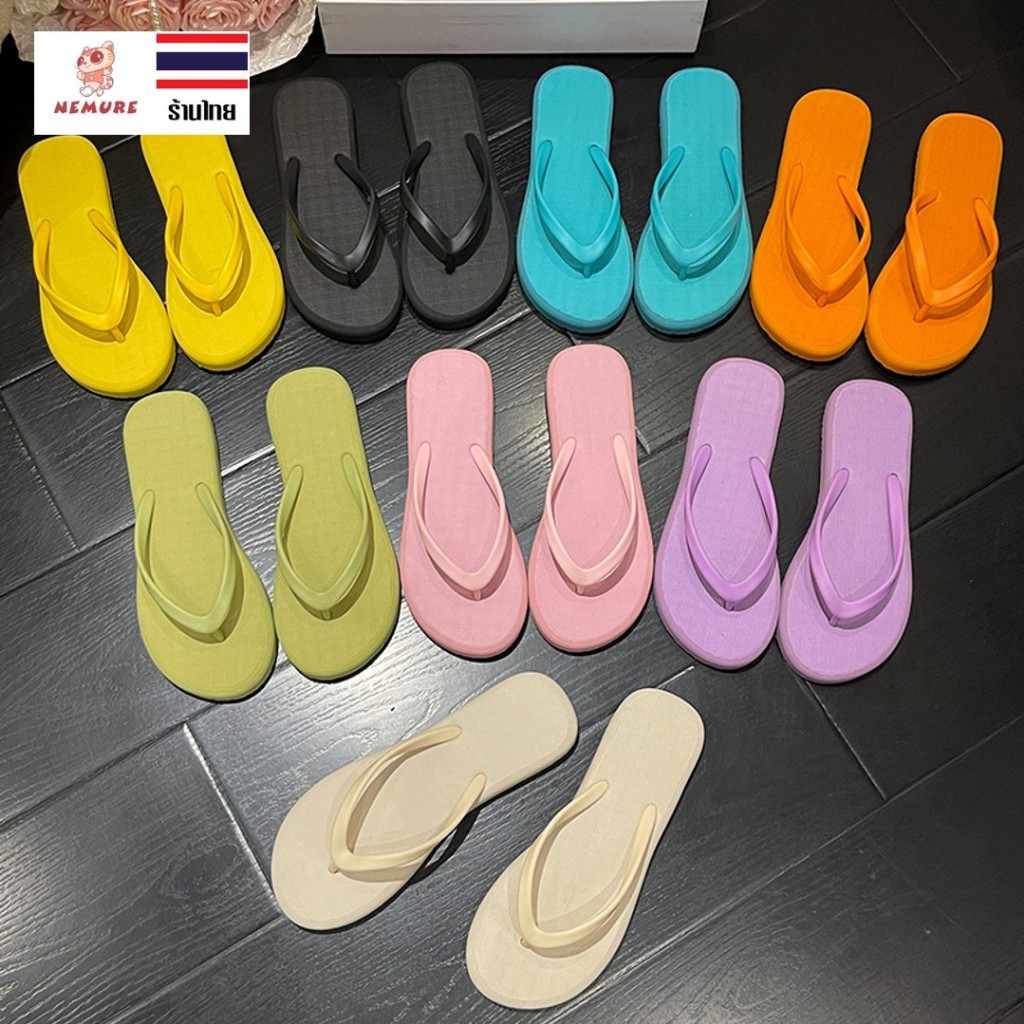 (S-1115) รองเท้าแตะหูหนีบ แฟชั่นผู้หญิง สีสันสดใส สไตล์มินิมอล รองเท้าลำลอง พื้นนิ่ม ยืดหยุ่น ใส่สบาย (มี 8 สี)