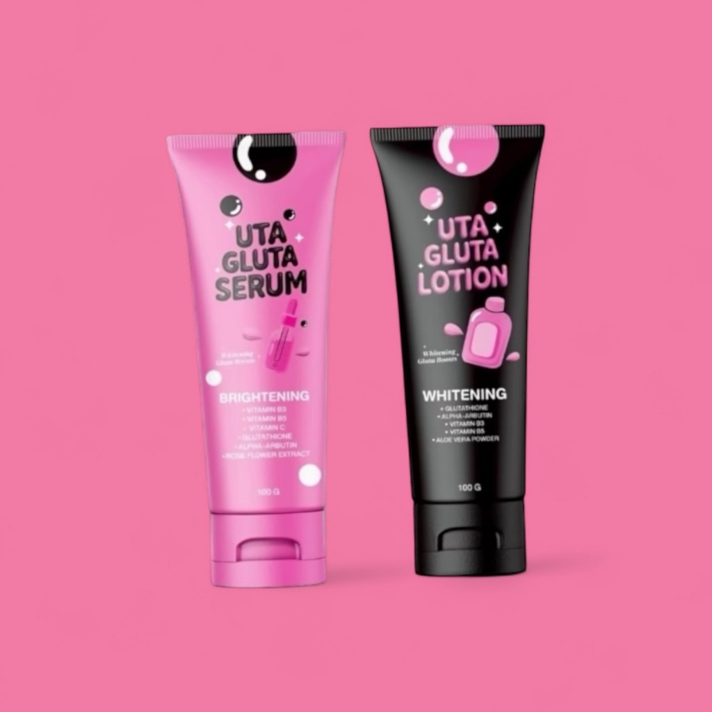 (คู้จิ้นชมพู+ดำ) ครีมทาผิว Utar gluta โลชั่นดำ เเถม โดสชมพู 100ml