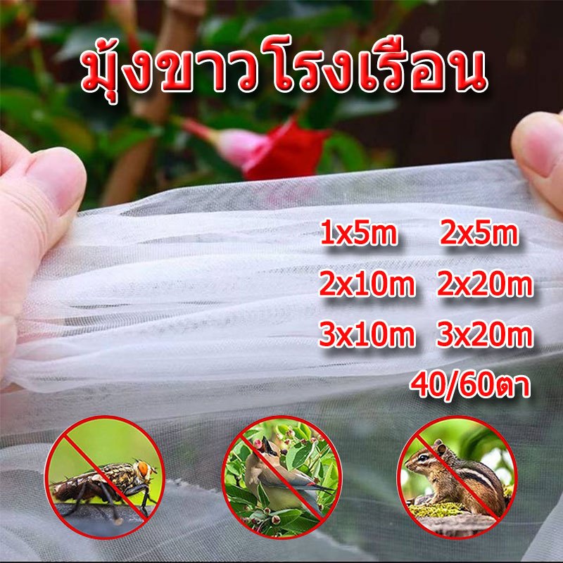 มุ้งกันแมลง มุ้งขาวโรงเรือน ตาข่ายกันแมลง 40ตา มุ้งกันแมลงผัก ตาข่ายกันแมลง กันแมลง วัสิดุเพิ่มความหนา