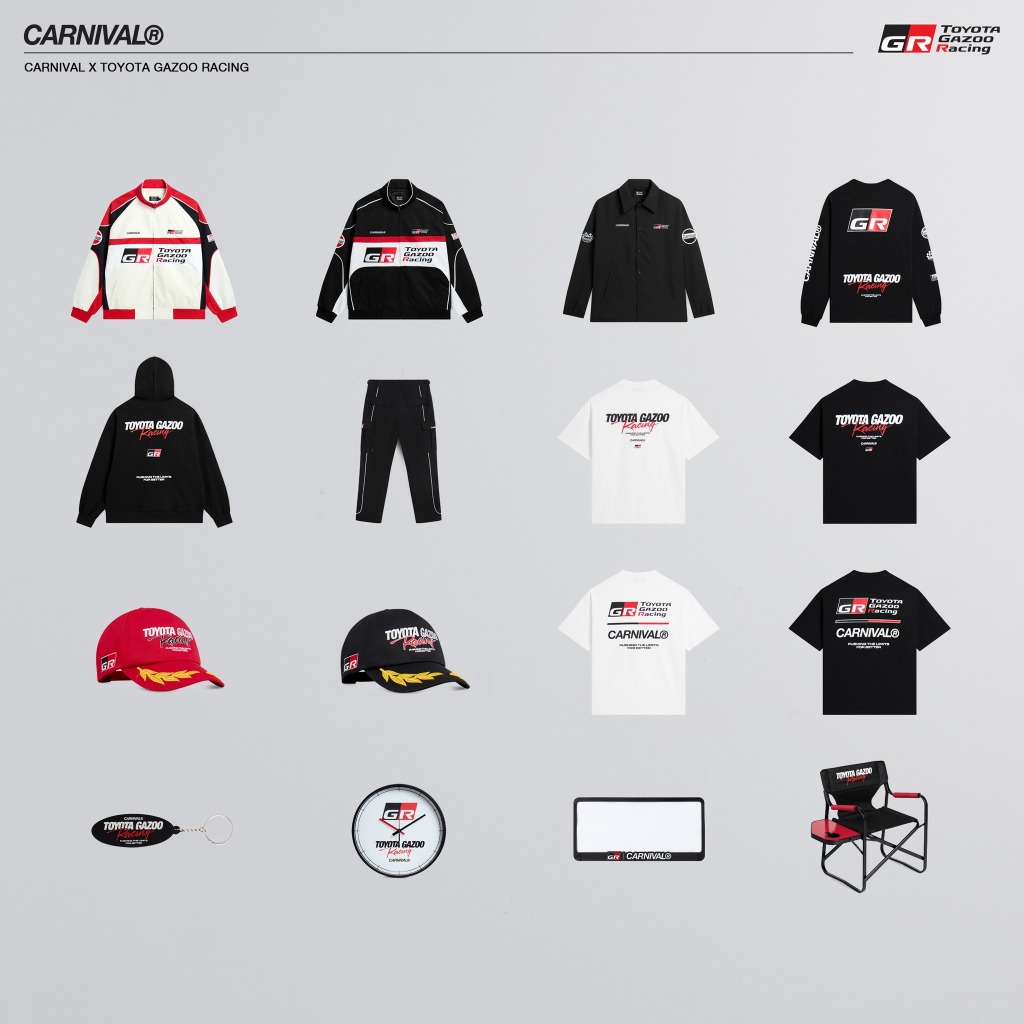 กรอบป้ายทะเบียน เสื้อแจ๊คเก็ต เสื้อยืด CARNIVAL x TOYOTA GAZOO RACING