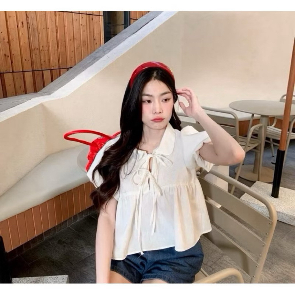 เสื้อลินินคอปกบัวDetailผูกโบว์สบายช่วงอกทรงสวยใส่สบายแมทช์ง่าย♾️ ราคา ถูกที่สุด ดีลบีเคเค แกลเลอรีภาพที่ 6