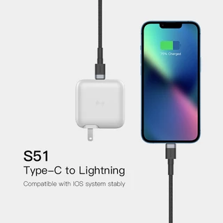 Eloop S51 / S53 สายชาร์จแบบเร็ว QC4.0+PD Type-C To Type-C / Type-C To L-Cable ของแท้100%