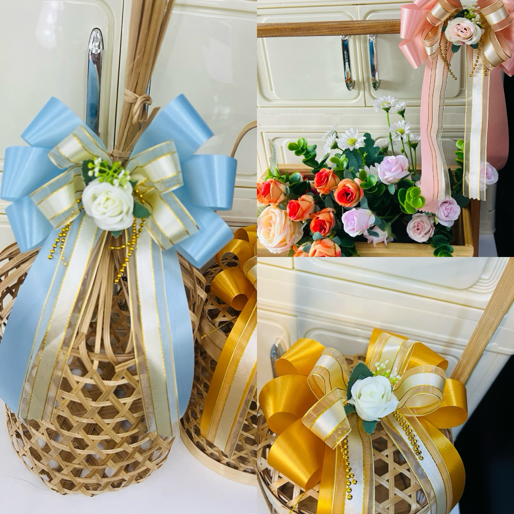 🔥🔥ราคาโปรสีใหม่  โบว์สำเร็จ รุ่น 16x25 cm  (ใหญ่ )ชีฟองดอกไม้ตกแต่ง
