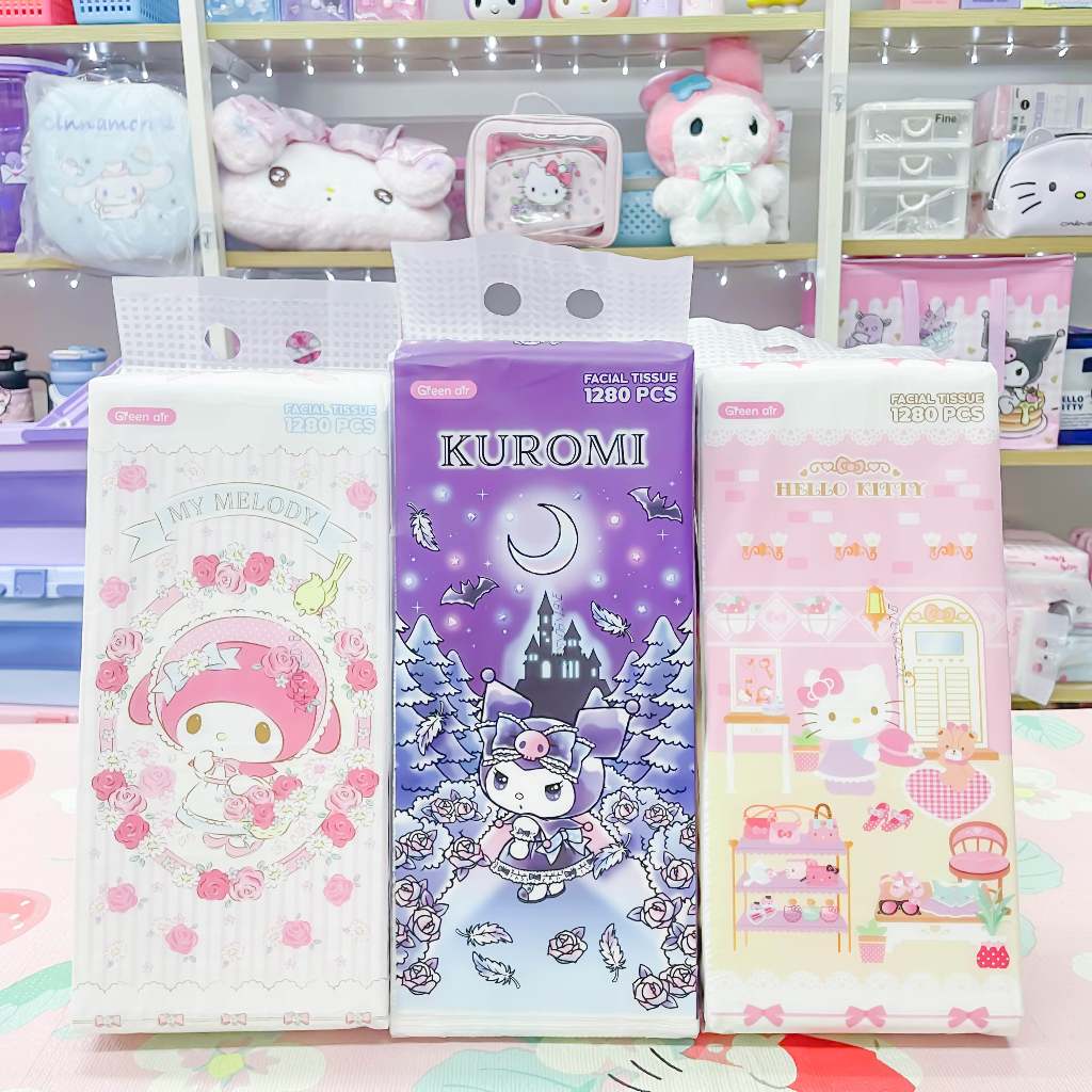 ทิชชู่แห้ง ทิชชู่ แบบดึง 1280แผ่น คิตตี้ Kitty มายเมย์ MyMelody คุโรมิ Kuromi Sanrio ซาริโอ้แท้