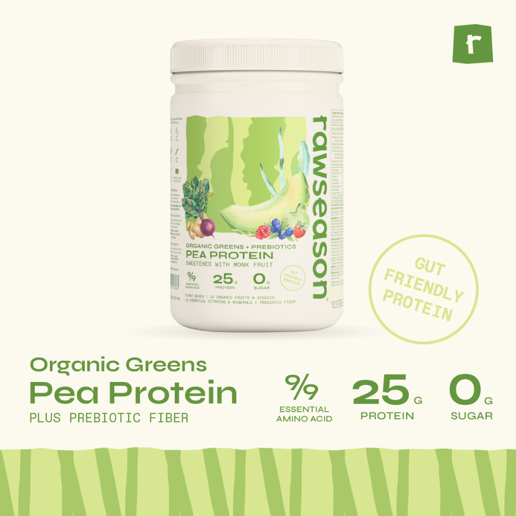 Rawseason USA Plant Protein Organic Greens โปรตีนพืช โปรตีนถั่วลันเตา ออร์แกนิกกรีนส์ พรีไบโอติกส์