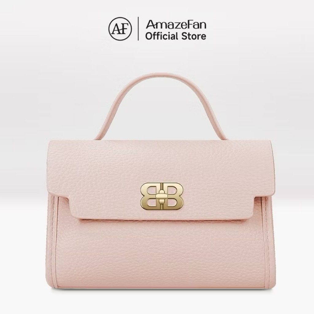 🔖 ป้าย AmazeFan กระเป๋าหนังสีชมพูนิ่มมาก ใส่ของได้เยอะ สายปรับได้ 🎀