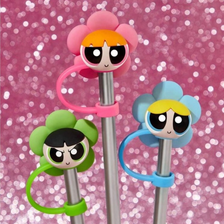 (พร้อมส่ง🌟) Powerpuff Girls จุกปิดหลอดซิลิโคน จุกปิดหลอดดูดน้ำ