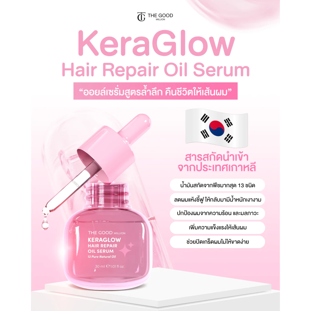 Keraglow Hair Repair Oil Serum ออยล์บำรุงผม เชื่อมแกนผม ฟื้นฟูผมเสีย คืนผมสวย เคราติน สูตรเกาหลี thumbnail 4