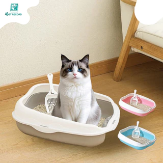 Pet Record กระบะทรายแมว วัสดุPPหนา แข็งแรงทนทาน ทำความสะอาดง่าย ขอบมนปลอดภัย กันทรายกระเด็น
