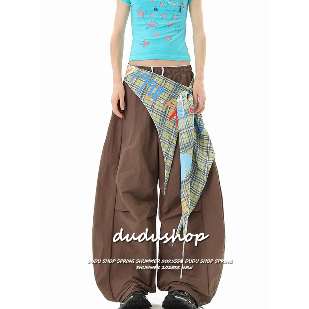 [Summer quick-drying fabric, sports wide-leg pants]กางเกงขากว้างลำลองเอวสูงแบบใหม่ของผู้หญิงอเมริกันพร้อมผ้าพันคอที่เอว