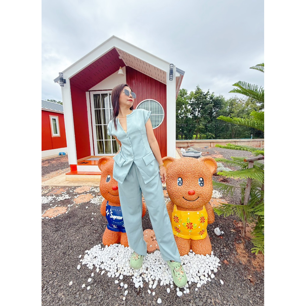 ชุดเซต(Set)เซท 2ขิ้น เสื้อทรงสูท+ขายาว👗ป้าย Order Pangpang👗ป้ายห้อย👗set2ชิ้น👗