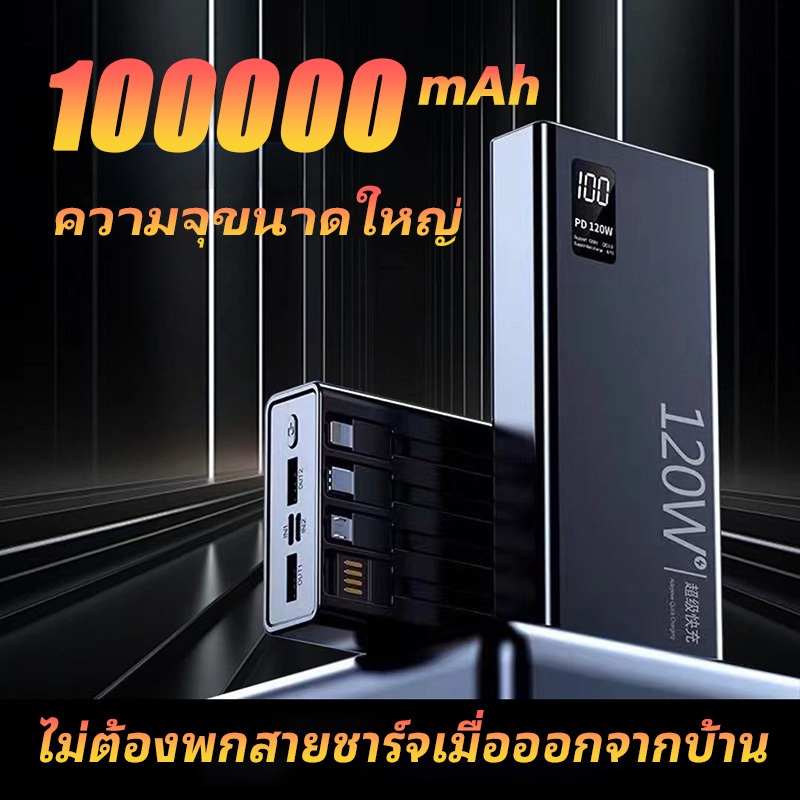 ✨【รับประกัน 3 เดือน】powerbank 120W ป้ายไทยมี มอก ของแท้ 100% ชาร์จเร็ว พาวเวอร์แบง PD22.5W Powerbank