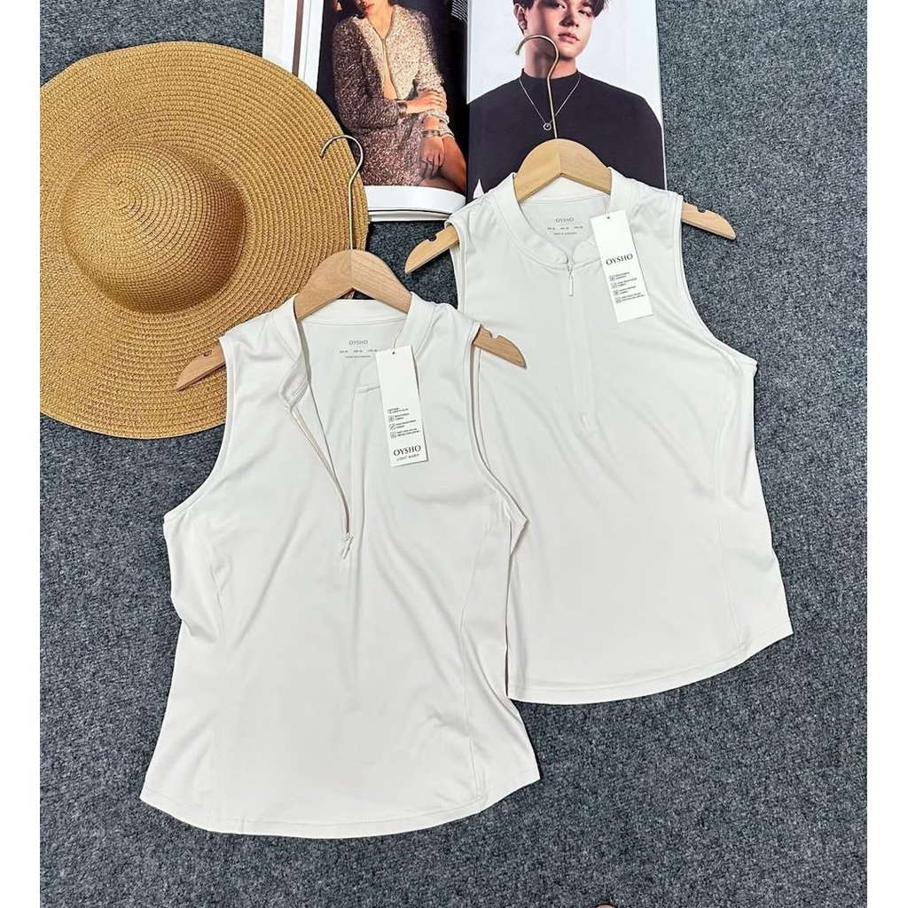 OYSHO Top เสื้อกล้ามสีครีม ผ้าเย็นๆ ผ้ายืด งานแท้