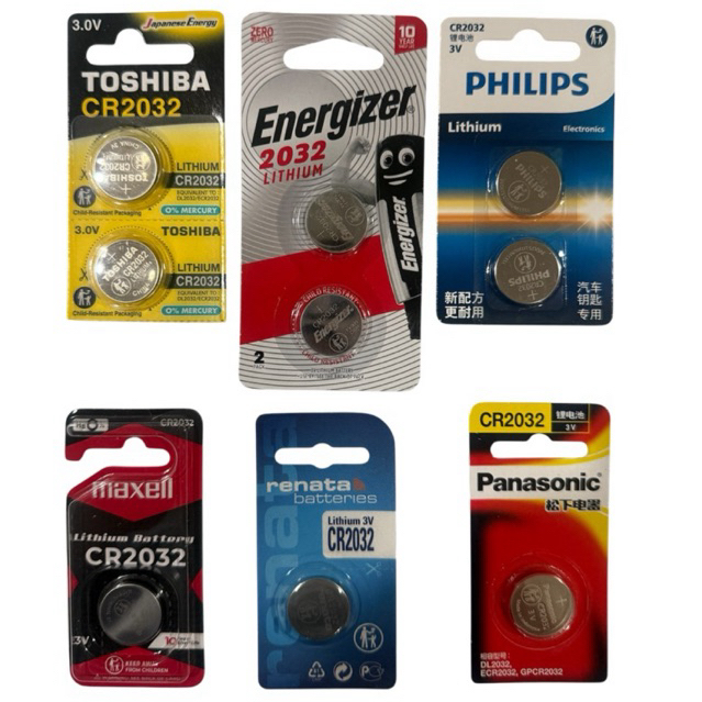 ถ่านขนาดCR2032 Lithium 3V ของแท้ Toshiba/Energizer/Philips/Maxell/Renata/Panasonic