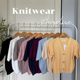 [ป้าย PIMM] เสื้อไหมพรมทรงคอแหลมกระดุมปลาดาวน่ารักมากเนื้อผ้…