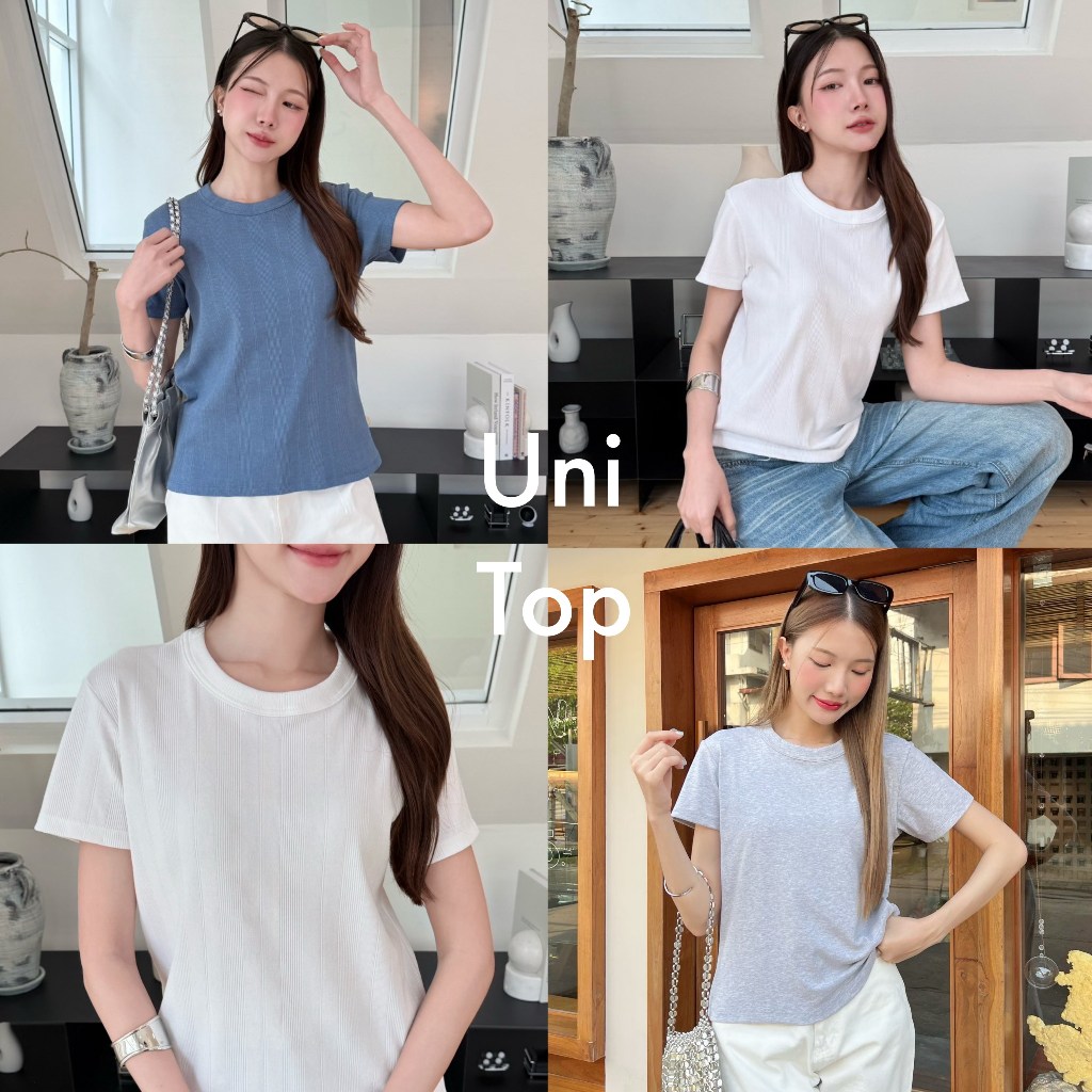 88story.th - Uni top พร้อมส่ง เสื้อยืดคอกลมผ้าคอตตอนยูนิ ผ้าหนานุ่มมากๆใส่สบายผิว คอไม่ย้วย ทรงสวยมา