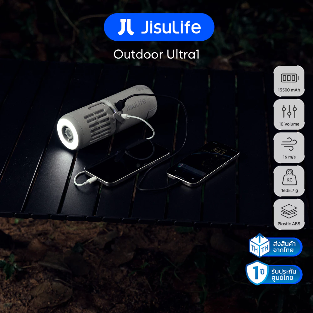 JisuLife Outdoor Fan Ultra1 พัดลมพกพา มีไฟฉาย เป่าผม รับประกัน 1 ปี thumbnail 5