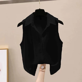 เสื้อคอปก (S-3XL) แขนกุด กระดุมผ่ากลาง สไตล์เรียบง่าย ผ้าชีฟองใส่สบายไม่ร้อน สไตลล์ลำลอง รุ่นWZ01