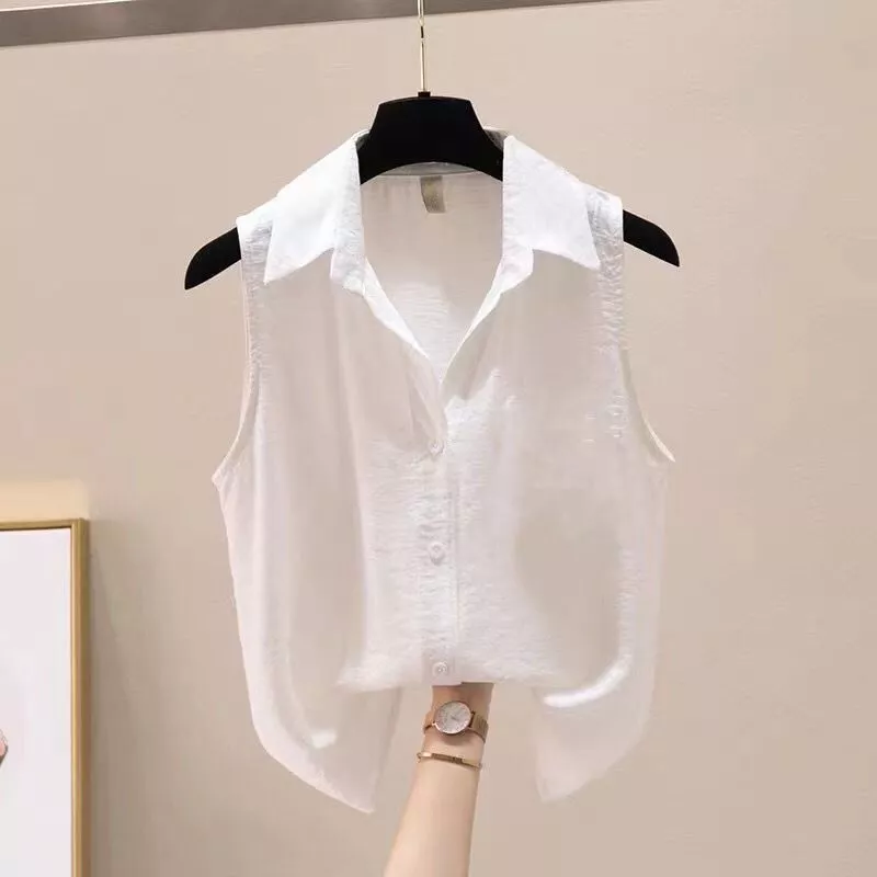 เสื้อคอปก (S-3XL) แขนกุด กระดุมผ่ากลาง สไตล์เรียบง่าย ผ้าชีฟองใส่สบายไม่ร้อน สไตลล์ลำลอง รุ่นWZ01