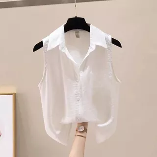 เสื้อคอปก (S-3XL) แขนกุด กระดุมผ่ากลาง สไตล์เรียบง่าย ผ้าชีฟองใส่สบายไม่ร้อน สไตลล์ลำลอง รุ่นWZ01