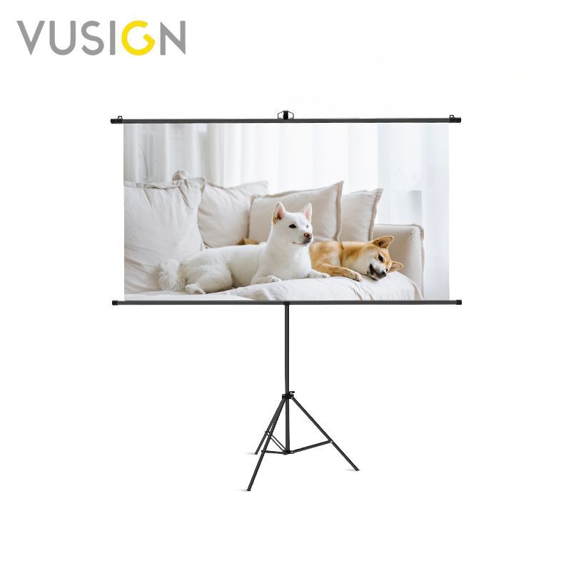 Vusign จอโปรเจคเตอร์ หน้าจอโปรเจคเตอร์ HD แบบพกพา 60/72/ 84/100 นิ้ว พร้อมขาตั้ง Projector Screen