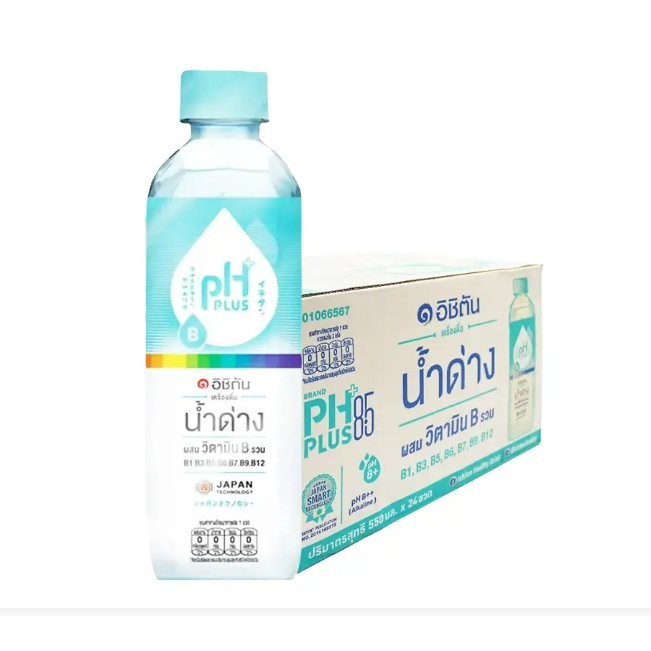 อิชิตัน พีเอสพลัส น้ำด่าง 8.5 เครื่องดื่มน้ำผสมวิตามินบี 550 มล. 24 ขวด ICHITAN PH Plus 8.5 Alkaline