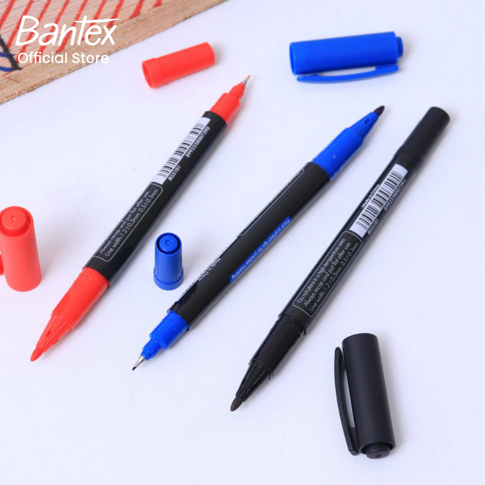 Bantex ปากกาเคมี ปากกามาร์กเกอร์ กันน้ำ ใช้ได้ทั้งกระดาษและพลาสติก หัว 0.5mm 1.2mm Permanent Marker - ภาพย่อย 4