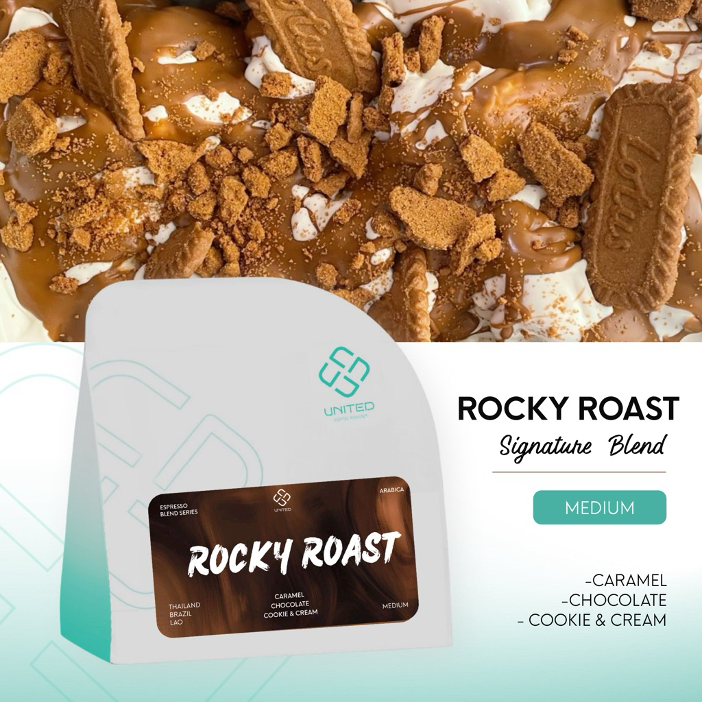 United Coffee Roaster เมล็ดกาแฟเบลน Rocky Roast คั่วกลาง หอมละมุน Cookie & Cream