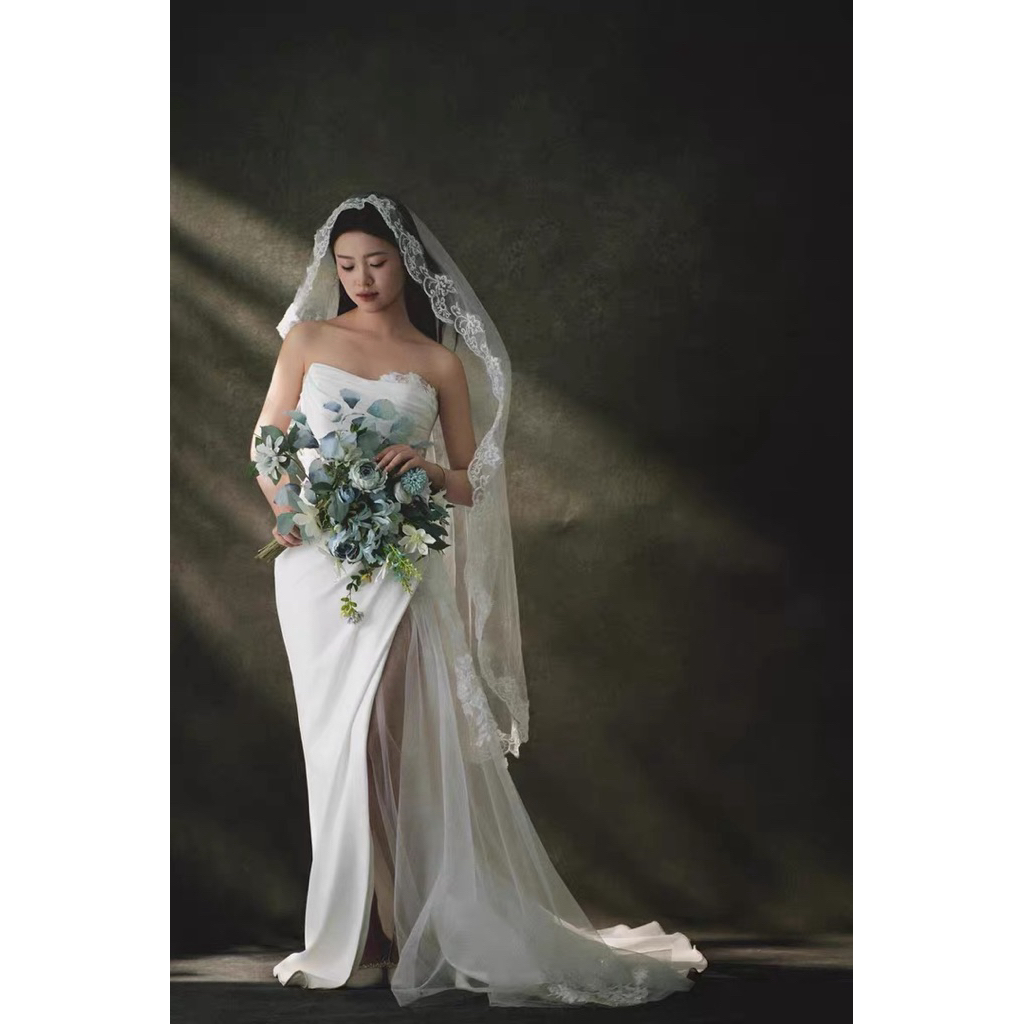 ผ้าคลุมผมเจ้าสาวไม่มีหวีสินึ้าพร้อมส่งจากไทย